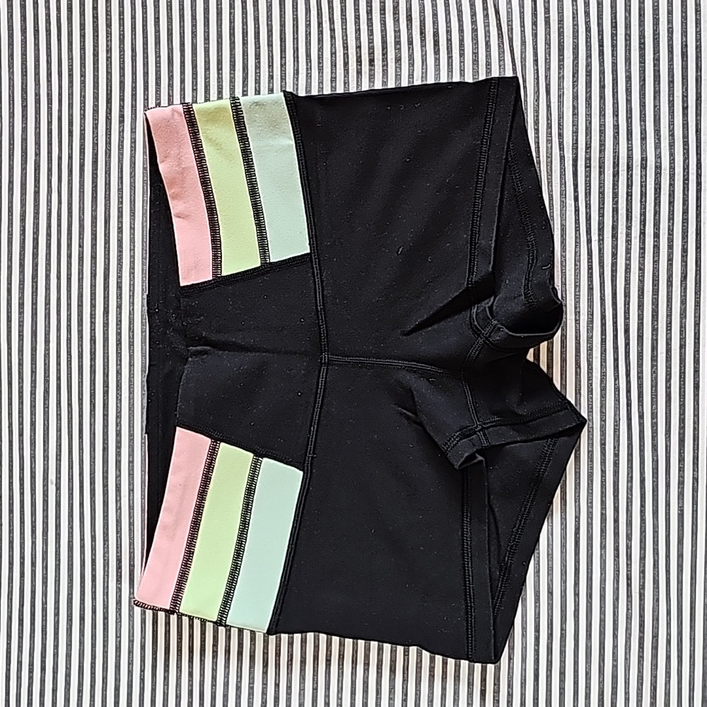 Women's Lululemon Shorts, Black with Multicolored Waistband, Size 4/XS